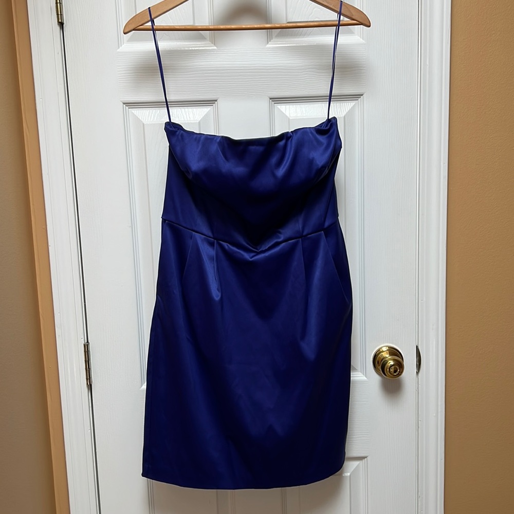 Express Blue Strapless Mini Dress with Pockets (12)